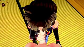 Sango in ninja costume blows huge oppai tits fantasy Inuyasha 3D full