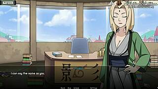 tsunade's big tits bounce as she deepthroats then takes anal creampie from naruto