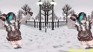 VR180 MMD Chihaya Boldly Dances Sexy 3D Hololive Hentai