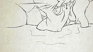 Uh... femboy deepthroats monster in bath bukkake mess...