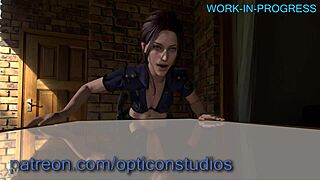 3D Claire Redfield Fucked Hard by Futa Against Table