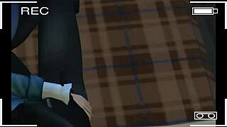 sexy tattooed redhead glasses girl sucks cock then rides doggystyle to orgasm