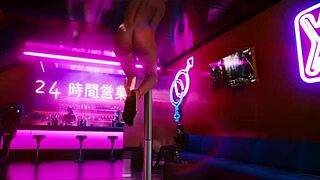 Cyberpunk Beauty Unveils Nude Body in Slow Seductive 3D Striptease Game