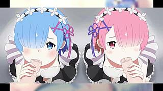 rem from re zero hentai compilation with big tits maid blowjob action
