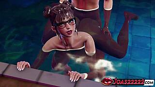 Jenn's underwater pool creampie hides tied floating secrets