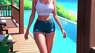 sunny beach day hints at towa's naughty curves craving sensual soak