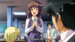 hentai wife moans as husband stretches her ass in anal