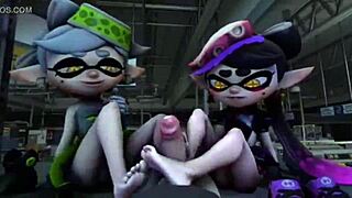 splatoon girls compilation of wild pussy play and cumshots in hentai action