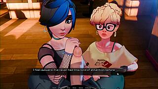 yo, hooked hentai game ep 2 has goth babe and nerd dude groping that giant monster cock first time in wild porn casting!