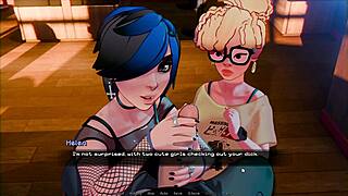 yo, hooked hentai game ep 2 has goth babe and nerd dude groping that giant monster cock first time in wild porn casting!