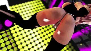 short hair girl nails serious courtship dance in 3d animation