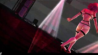 short hair girl dances wildly with dildo toy in 3d show.
