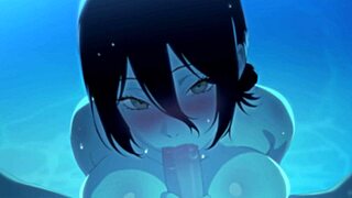 reze blows denji then takes doggystyle pounding big ass wet tits pov csm hentai