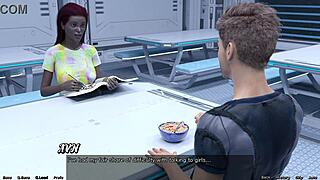 stranded guy takes first steps banging married ebony milf in space