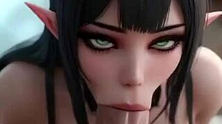 gothic succubus black lingerie sloppy blowjob big tits monster cock ai hentai tease