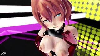 short hair girl nails serious courtship dance in 3d animation