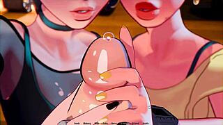 yo, hooked hentai game ep 2 has goth babe and nerd dude groping that giant monster cock first time in wild porn casting!