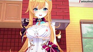 genshin impact escoffier gives kitchen blowjob on big oppai tits