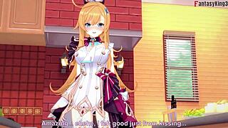 genshin impact escoffier gives kitchen blowjob on big oppai tits