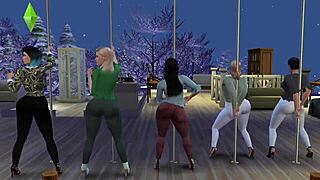 Kardashian sisters twerk their big asses and tits in famous 3D Sims family striptease