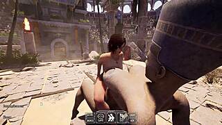 lara wakes up horny from statue pheromones ready to fuck