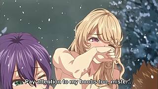 Hentai hotspring fucking two big-titted hot girls