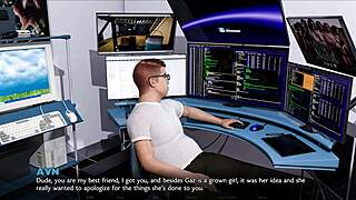 fat guy motorboats massive tits stripper's huge boobs in hentai game then squirts cum on curvy mature