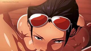 😍 two cuties share nami's huge cock one piece hentai!