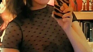 LITTLE ASIAN TRAP SHEMALE shakes her BIG ASS cock while crossdressing slutty solo