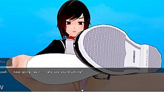 femdom bitch reds blackmails your ass in humiliating feet pov hentai game