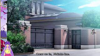 school days brunette bombshell delivers deep blowjob facial in sexy hentai part 11