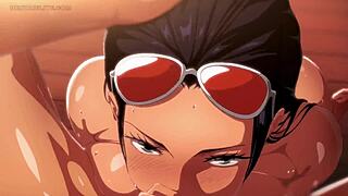 😍 two cuties share nami's huge cock one piece hentai!