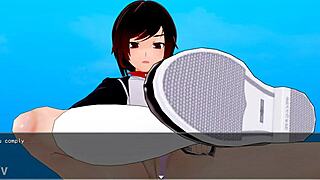 femdom bitch reds blackmails your ass in humiliating feet pov hentai game