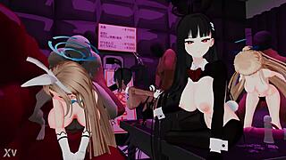 blue archive bunny girls group handjob costumes hentai