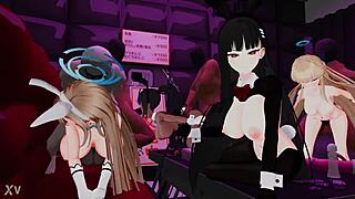 blue archive bunny girls group handjob costumes hentai