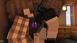 maid bounces nasty on owner penis riding hard minecraft animation