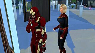 captain marvel addicted to iron man's massive pervert cock