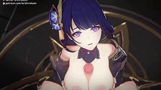 raiden shogun's huge tits wrap mortal kombat cock for tittyfuck blowjob cum