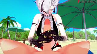 arlecchino bikini blowjob beach sex genshin fantasy 🏖️🍆
