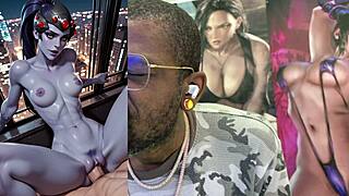 widowmaker's purple pussy rides nerdy d.va toes?