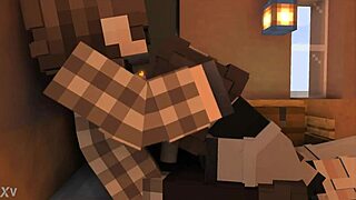 maid bounces nasty on owner penis riding hard minecraft animation