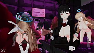 blue archive bunny girls group handjob costumes hentai