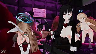 blue archive bunny girls group handjob costumes hentai