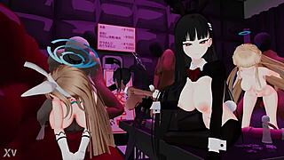 blue archive bunny girls group handjob costumes hentai