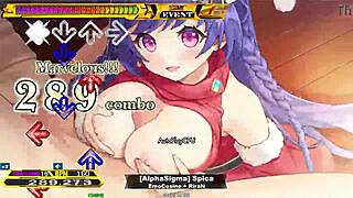 Bet you'd love Spica's big tits bouncing in spicy Christmas DDR blowjob