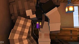 maid bounces nasty on owner penis riding hard minecraft animation