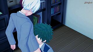 Deku bottoms hard for Todoroki's pounding ass doggystyle creampie blowjob facial
