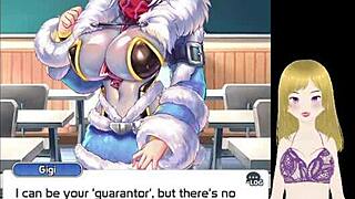 anime girl moans as hands squeeze her lactating big tits