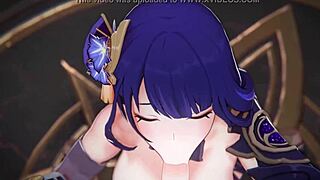 raiden shogun's huge tits wrap mortal kombat cock for tittyfuck blowjob cum