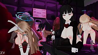 blue archive bunny girls group handjob costumes hentai